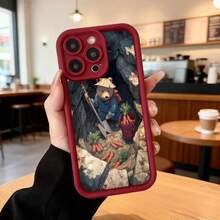 Cubierta de teléfono con borde negro diseño de oso minero con zanahorias y pala para uso diario en cafeterías,Aplicable a los teléfonos de la serie Apple y Galaxy - Café integral - Ver 5