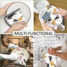 1 Stück Katzen-Muster Haustier-Themen Küchentuch, super weich aus Mikrofaser, moderner Stil, maschinenwaschbar, farbbeständig, Geschirrtuch, Reinigungszubehör geeignet für Küche, Esszimmer, Badezimmer, Kombinations-Sets erhältlich - Verschiedenfarbig - Übersicht 6