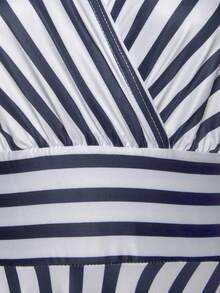 Boho    Knot  Wrap  Pleated    Beach  Vacation    Sleeveless Wrap Look Dress - 藏蓝色 - 查看 4