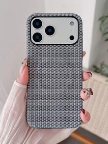 Luxury Woven Texture Magnetic Wireless Charge Phone Case Compatible With IPhone 17ProMax 17Pro 16 15 14 13 Pro Max Plus Skin Texture Frosted Soft Back Cover - Black - View 3