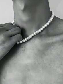 Bohemian Pearl, Red Agate, Crystal Necklace, Green Transparent Crystal, Natural Asymmetrical Gemstone Necklace, Turquoise Beaded Necklace For Men, Thanksgiving, Christmas, Holiday, Gift, Christmas, New Year, Valentine's Day - Multicolor - View 7