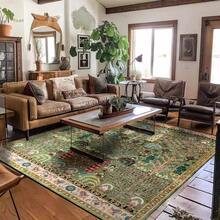A Plush Cashmere-Inspired Green Home Decor Carpet Featuring Warm, Comfortable Washable Patterns With Anti-Slip Designs. This Turkish Retro-Style Large-Format Carpet Is Perfect For Living Rooms, Bedrooms, And Outdoor Spaces, Offering Versatile Styling For Sofas, Door Mats, And Cafe Areas. Its Slip-Resistant Surface Ensures Easy Maintenance, Machine-Washable Properties, And Multiple Size Options To Suit Various Needs. - Multicolor - View 3