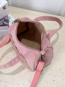 1pc Young Girl Corduroy Small Zipper Closure Casual Crossbody Handbag, Suitable For Daily Use - Corduroy Bag - View 12