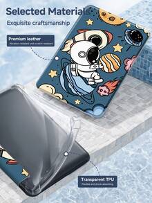 可爱卡通宇航员保护套，兼容 iPad Air 4/5 10.9 英寸、iPad 7/8/9 10.2 英寸、iPad 第十代，内置 Apple Pencil 插槽，支持自动睡眠/唤醒功能，也兼容三星 Tab S6 10.4 英寸、Tab A9 11 英寸、Kindle Paperwhite 第十二代（2024 年款），宇航员保护套，儿童礼物，情人节礼物，新年礼物 - 彩色 - 查看 10