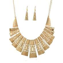 N/Q Collar retro de alto pulido chapado en oro de 14 quilates con forma de corazón de amor abierto collar de gota de agua aretes colgantes de lágrima para mujer conjunto de joyas étnicas - como en la foto - Ver 6