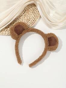 1个时尚卡通毛绒熊耳发箍动物耳朵发圈头饰 - 彩色 - 查看 7