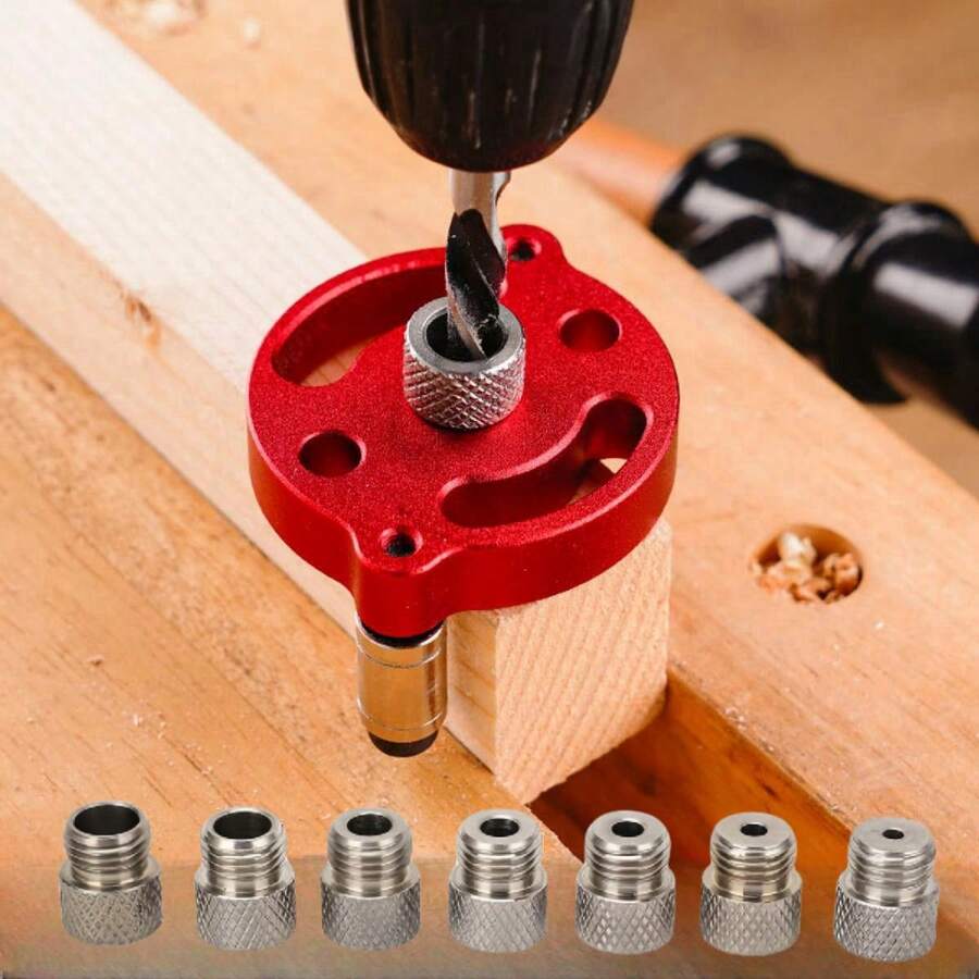Vertical Drilling Positioning Punch Template Set - Includes 3-10mm Drill Bushings, Precision Drill Guide Rail, Durable And Lightweight, Suitable For Board Processing, Furniture Manufacturing, Automotive Repair, DIY Projects And Professional Use. Self-Centering Drill Press Guide Tool Applicable To Various Industrial Drill Bits, Easy Vertical Drilling. Creative Gift For Gentlemen!