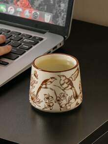 DearDali 1 zestaw oryginalnych ceramicznych naczyń do picia Magpie, wykwintna ceramika z motywem retro kwiatów i ptaków, praktyczny czajniczek z filtrem, elegancki i artystyczny, odpowiedni do domu, kawiarni, popołudniowej herbaty, espresso, niepowtarzalny styl artystyczny, idealny na parapetówkę lub powrót do szkoły - Wielokolorowe - Zobacz 15
