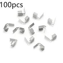 Pacote com 100 unidades de fechos tipo cabeça de cobra (clipes de língua) para cordões de couro, conectores de extremidade para pulseiras e colares, materiais para confecção de bijuterias DIY.