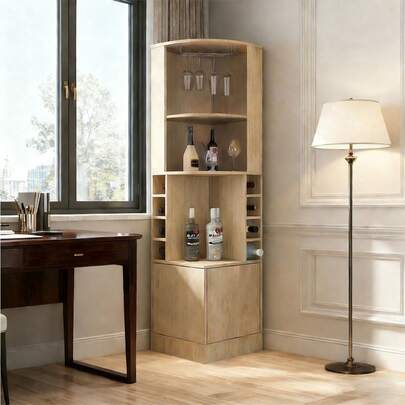 Mueble Bar Esquinero Con Almacén Para Botellas Y Copas 180cm