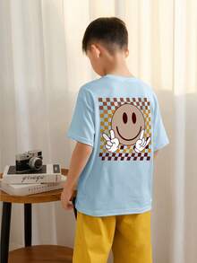 Grafik Muster Rundhals Kurzarm T-Shirt für Jungen & Teenager, lässiges Sommer Top