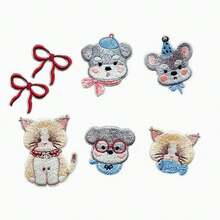7pcs 3D Graphic Embroidered Patch Badges, Heat-Seal Design Patches For Clothing, Hats, Jackets, DIY Cartoon Cat Embroidered Patch Set For Phone Cases, Bags, Apparel Decoration - 7-piece Hot Melt Adhesive Kit - View 14