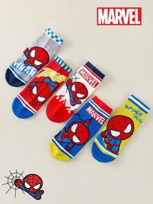 Marvel 5 đôi tất trẻ em họa tiết Người Nhện dành cho bé trai, tất ống ngắn thích hợp mặc hàng ngày. - màu nâu - Xem 11