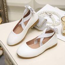 女童优雅白色交叉绑带公主平底鞋 - 白色 - 查看 10