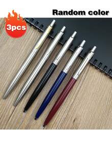 1pc Metal Push-Button Ballpoint Pen, Ultra-Thin Stainless Steel Retractable Ballpoint Pen, Ideal Gift For Business, Office, Teachers, Office Supplies Ballpoint Pen, Semi-Steel Metal Push-Button Ballpoint Pen, All-Steel Metal Ballpoint Pen Gift Pen - Black - View 9