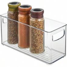 iDesign - Papelera apilable con asas para cocina nevera o congelador transparente fabricado en Estados Unidos - Negrosatinado - Ver 1