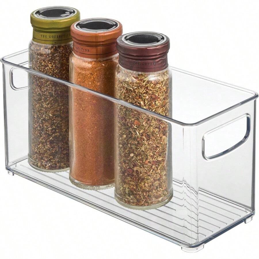 iDesign - Papelera apilable con asas para cocina nevera o congelador transparente fabricado en Estados Unidos - Negrosatinado - Ver 1