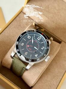 Burberry Đồng hồ nam analog Thụy Sĩ GMT Quartz màu xanh ô liu, dây đeo nylon. - màu đen - Xem 9