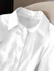 Áo kiểu nữ mỏng nhẹ, viền ren, xếp lớp, thiết kế thời trang, phù hợp cho mùa xuân, hè, thu, có thể giặt máy, màu trắng. - trắng - Xem 5