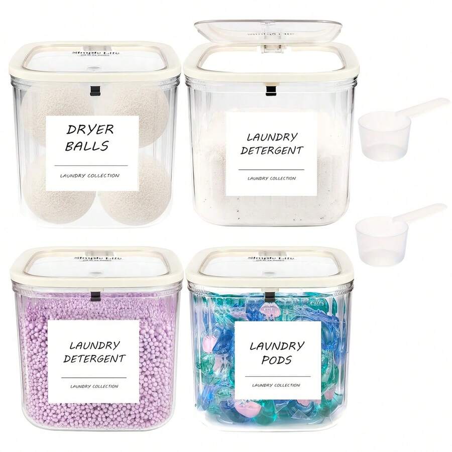 Transparent Laundry Storage Box With Flip-Up Lid And Label, Large Capacity For Detergent Pods, Fabric Softener Sheets, Dryer Balls, Etc. - Clear - View 1