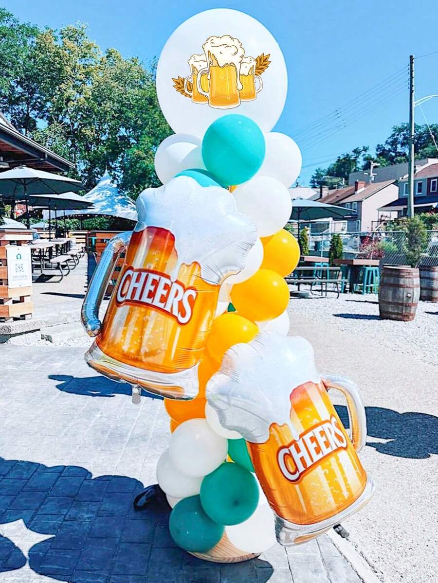 2pcs Celebration Wine Glass Balloons, Wine Bottle & Wine Glass Shaped Foil Balloons, Suitable For Birthday Party Decoration, Beer Festival Birthday Party Balloons, Wedding Party Balloons, Bar - Multicolor - View 1