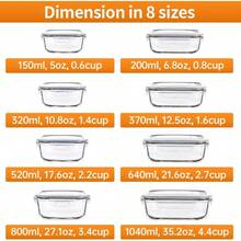 Juego de Recipientes de Vidrio Herméticos para Almacenamiento de Alimentos con Tapas de Cierre Fácil y a Prueba de Fugas Sin BPA Refrigerador Congelador JUEGO 8 RECIPIENTES (16 PZ ) (8) - JUEGO8RECIPIENTES16PZ - Ver 2
