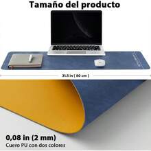 CYPNTapete para Mouse Impermeable y Antideslizante Alfombrilla para Mouse 80X40CM Cuero de Doble Cara Mousepad de Escritorio Grande con Correa Fija Apto para Oficina y Hogar Azul + AmarilloFashion - AzulAmarillo - Ver 3