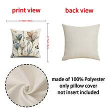 1件/4件装涤纶装饰枕套，水彩花卉印花涤纶枕套，家居装饰，适用于卧室、客厅、沙发，17.7*17.7英寸/45X45厘米（不含枕芯） - 彩色 - 查看 3