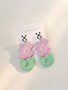 1 Đôi bông tai mặt dây chuyền hình hoa màu tím phóng đại phong cách Boho dành cho nữ, thích hợp cho kỳ nghỉ, đám cưới, tiệc tùng. - Màu tím hoa cà - Xem 2