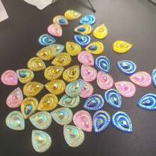 30 piezas de 13*18mm (0.512*0.709in) Ojos de pavo real con forma plana de resina AB brillante con rhinestones 3D para decoración de bodas, manualidades DIY de verano, escuela - Multicolor - Ver 7