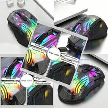 ASHATA Ratón para Juegos Diseño Ergonómico Inalámbrico Conexión Bluetooth y 2.4G Cable USB Transparente 5 Niveles de dpi Ajustables RGB Iluminación Silencioso para Tableta y PC - Blanco - Ver 1