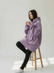 Maxi Sudadera de Felpa, Sudadera Afelpada Unitalla, Con Colores diferentes - Lila Púrpura - Ver 6