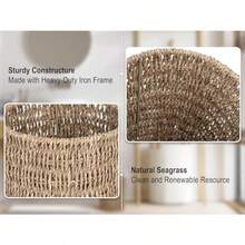 StorageWorks Cesta de basura de mimbre pequeña papelera con zacate marina tejida a mano cubeta de basura de mimbre para recámara baño 1 paquete - natural - Ver 5