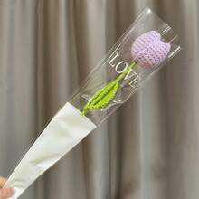 1 unidad de flores de tulipán de ganchillo, flores artificiales tejidas, tulipanes hechos a mano, regalo de boda para invitados, decoración del hogar, regalo de San Valentín - A - Ver 6