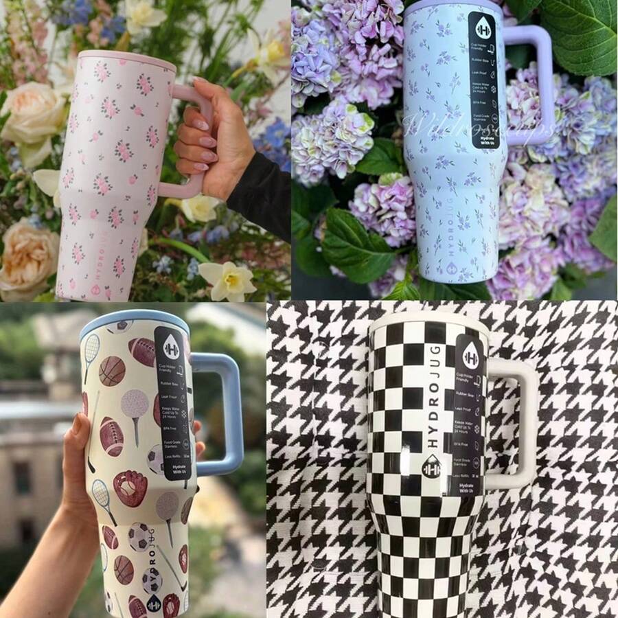 HydrojugTraveler 32 Oz/40 Oz Water Bottle With Handle & Flip Straw - Fits In Cup Holder, Leak Resistant Tumbler-Reusable Insulated Stainless Steel & Rubber Base - Gifts For Women & Men - 彩色 - 查看 1