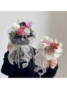 40pcs Pink Background Red Bow Transparent Thin Wrapping Paper, 70*50cm Gift Wrapping Paper, Pink Ballet Bow Wrapping Paper, Art Paper, Birthday Gift Wrapping Paper, Gift Bag Filler And Party Gift Wrapping Paper, Thin Paper, Bouquet Wrapping Paper, Gift Wrapping Paper