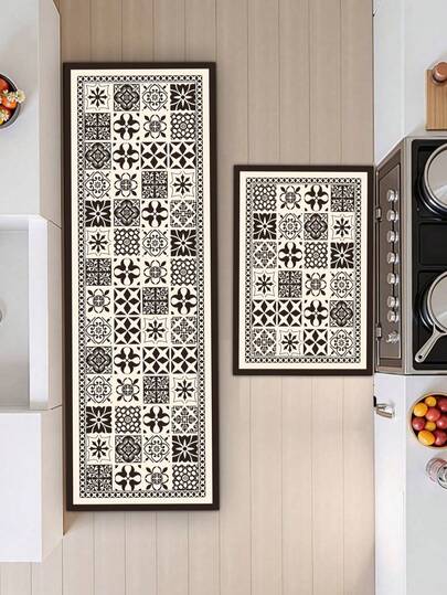 A Piece Of Silica Gel Kitchen Mat With Line Pattern, Soft Rubber Mat With Luxury And Fashion Style Design, Shockproof And Fatigue-Resistant, With Water-Absorbing, Quick-Drying, Anti-Slip Features And Easy To Clean. Suitable For Kitchen, Bathroom, Entrance, Laundry Room And Other Places. ,Room Decor