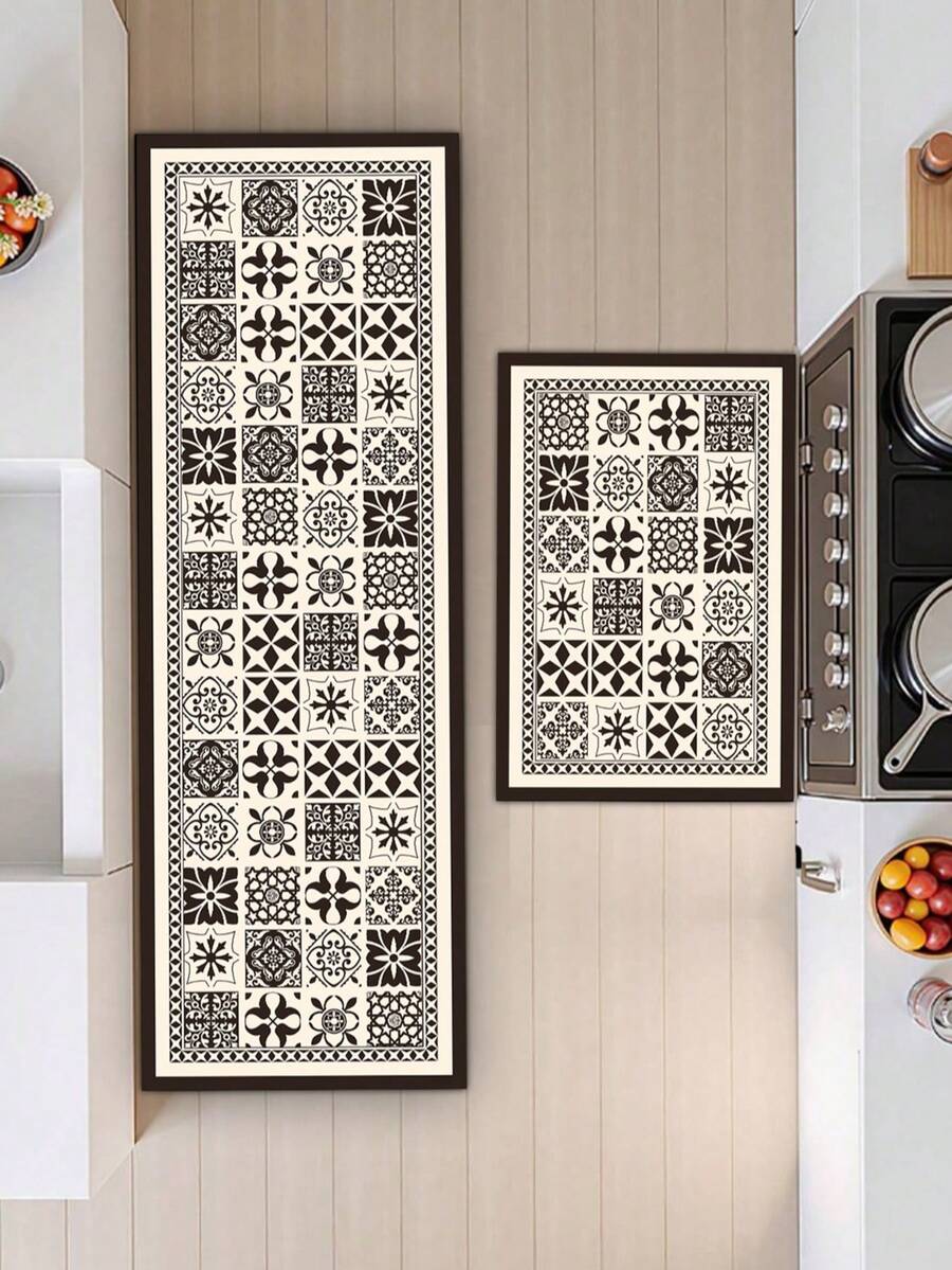 A Piece Of Silica Gel Kitchen Mat With Line Pattern, Soft Rubber Mat With Luxury And Fashion Style Design, Shockproof And Fatigue-Resistant, With Water-Absorbing, Quick-Drying, Anti-Slip Features And Easy To Clean. Suitable For Kitchen, Bathroom, Entrance, Laundry Room And Other Places. ,Room Decor