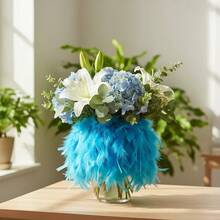 2码（1.8米）——这款流苏时尚连衣裙饰有天然土耳其羽毛，边缘缝制而成，缝纫尺寸为10-12英寸。适用于DIY手工艺品、服装设计和装饰品制作、缝纫、工艺品制作、婚纱装饰，以及天然蓬松的土耳其羽毛。三叶