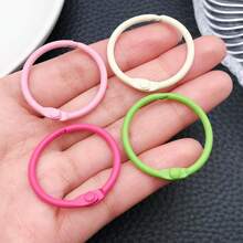 20 piezas de llaveros con forma redonda de colores caramelo, con clip metálico de 30 mm, gancho de resorte para hacer manualidades, llaveros, joyería y decoración - redondo - Ver 3