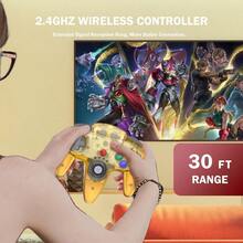 KIWITATA N64 Wireless Controller 2.4GHZ Wireless N64 Remote Joystick Game Controller Gamepad Compatible with N64 System Video Console Gray-0003 - amarillo transparente - Ver 2