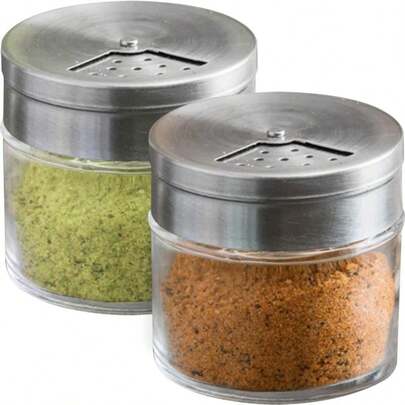 CUSINIUM 2-Pack 15oz Glass Spice Seasonings Shaker With Adjustable Lid