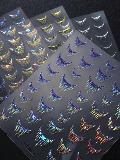 Beautizon Nailartlab 4 peças/conjunto Adesivos de Unha com Franjas Ombré Francesas, Design Assimétrico Holográfico 5D Aurora, Decalques de Arte de Unhas DIY, Adequado para Uso em Salão de Beleza para Meninas e Mulheres