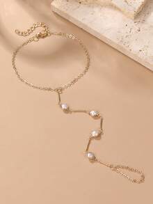 1件时尚波西米亚风精致珍珠脚趾链，百搭配饰，适合日常佩戴和度假 - 金黃色 - 查看 8