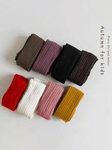 3 pares de mallas ajustadas de unicolor para niñas, con ajuste cómodo y elástico, adecuadas para todas las estaciones, excelentes para uso diario - Multicolor - Ver 2