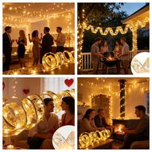 1条LED灯带，房间装饰串灯，电池供电户外仙女灯，室内节日装饰，适用于婚礼、情人节、花园、家居、客厅、婚礼、派对装饰、生日等场合，是完美的礼物，也是装饰灯和装饰配件。 - 彩色 - 查看 9