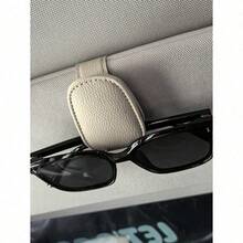 1Pc PU Universal Car Sun Visor Glasses Clip | Auto Interior Eyewear Holde - Màu Khaki - Xem 3