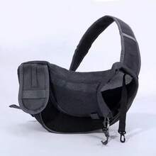 1pc Sandwich-Shaped Pet Carrier Bag With Leather Material, Shoulder Strap, Suitable For Small Cats And Dogs, All Season, Valentine's Day Gift - Black - View 4