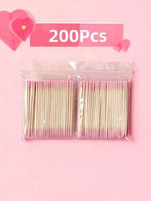 25/100/200/300/400/500/600/800/1000-Piece Pack Of Double-Ended Nail Polish Remover Cotton Swabs, Small Pointed Double-Ended Eyebrow And Makeup Cleaning Tools, Approximately 100 Pieces Per Pack, Can Be Used For Wiping, Nail Care Products, Nails, Nail Polish Remover, Nail Care Tools, Back-To-School Supplies, Press-On Nail Care Tools, Long Pointed Wooden Sticks, Used For Cleaning Fingertips And Applying Glue, Suitable For Touching Up Eyeliner, Eyeshadow, Lipstick, Nail Care, Etc. (Pink And White) - 粉色 - 查看 13