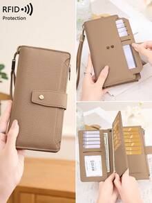 CHARM INFINITE Women's Multifunctional Large Capacity Trifold RFID Blocking Credit Card Wallet, Can Hold Credit Cards/ID/Coins/Cash/Receipts, Zipper Pocket Clutch Purse, Birthday/Anniversary Gift, Women Wallet, Long Wallet, Wristlet - Multicolor - View 12